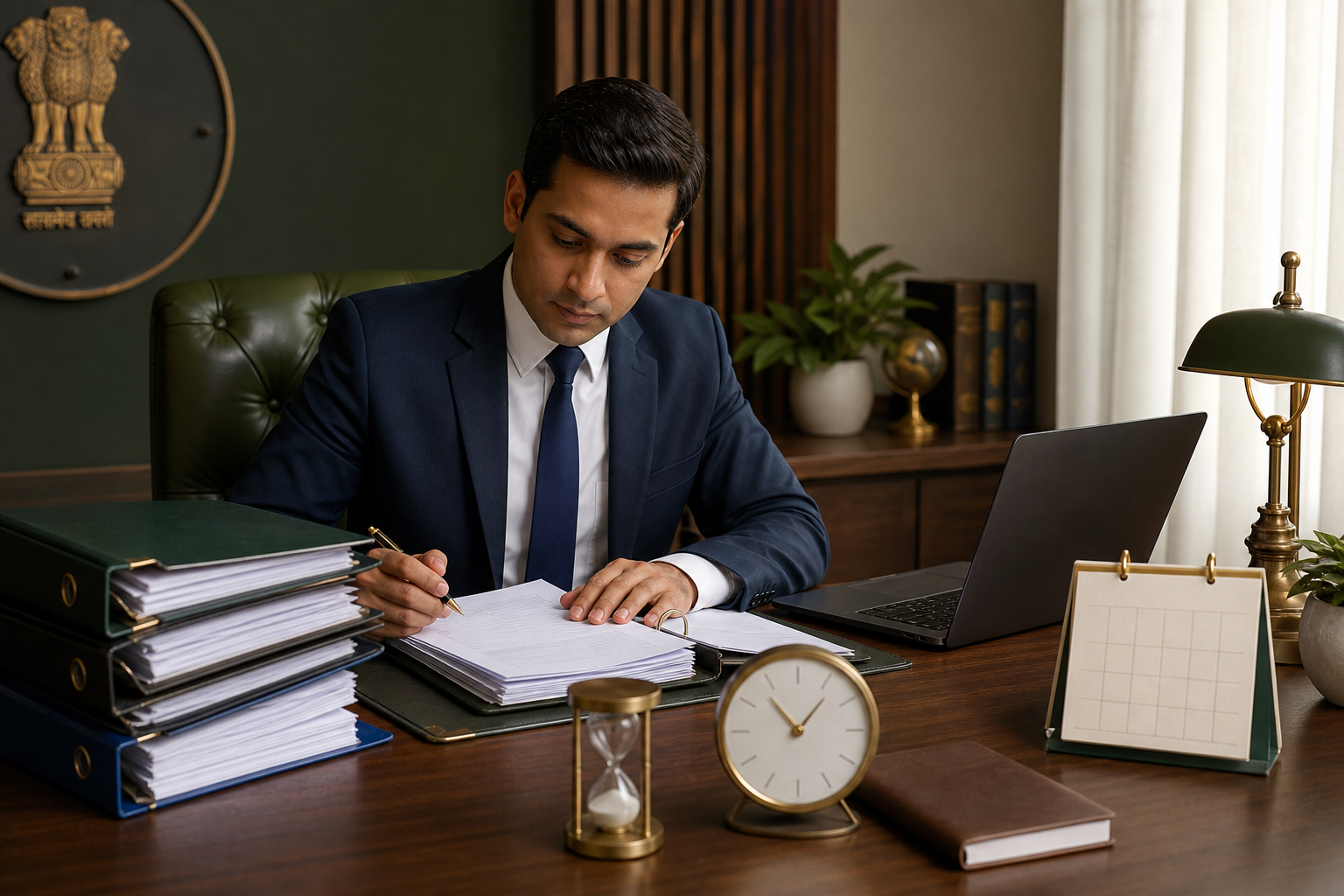 Company secretary organizing ROC filing deadline documents