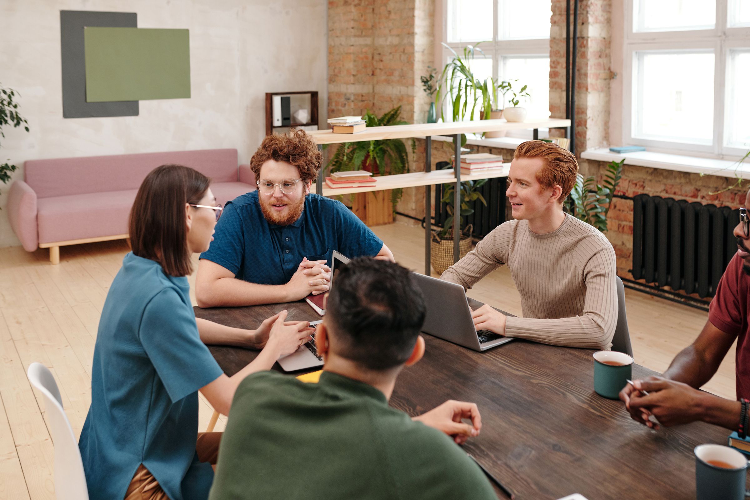Professional team collaborating in a modern office